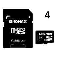 Карта памяти microSD 4Gb 10 class + переходник.  Купить  в интернет-магазине. По низкой цене.